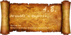 Arendás Beatrix névjegykártya