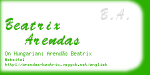 beatrix arendas business card